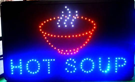 (LED-SIGN-13) LED Flashing HOT SOUP Sign